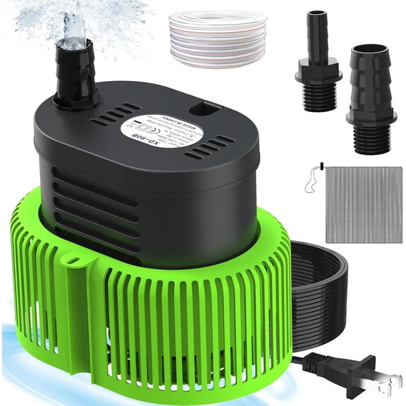 Pool Cover Pump above Ground, 850 GPH Submersible Water Sump Pump Swimming Water Removal Pumps, with Drainage Hose & 25 Feet Extra Long Power Cord, 3 Adapters