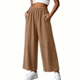 thumbnail image 5 of Blmnix Linen Pants Pants for Women Palazzo Flowy Pants Leggings Wide Leg Yellow High Waisted Full Loose Women's Hiking Pants,L, 5 of 6