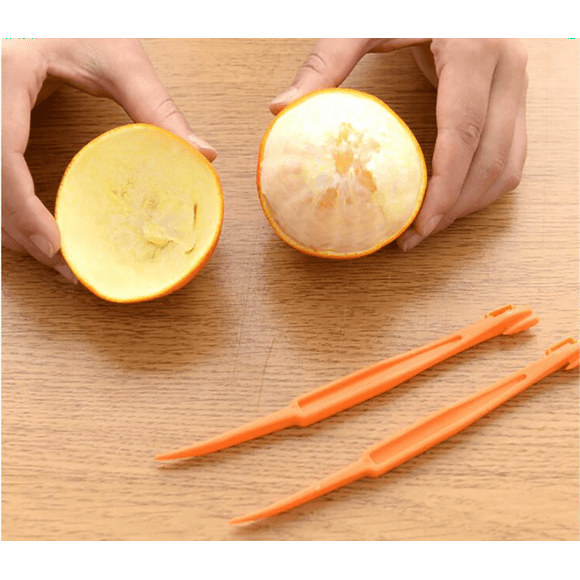 SINOYYONM Plastic orange peeler 2 pieces, citrus lemon peeler, vegetable and fruit slicer tool, kitchen tool (orange)