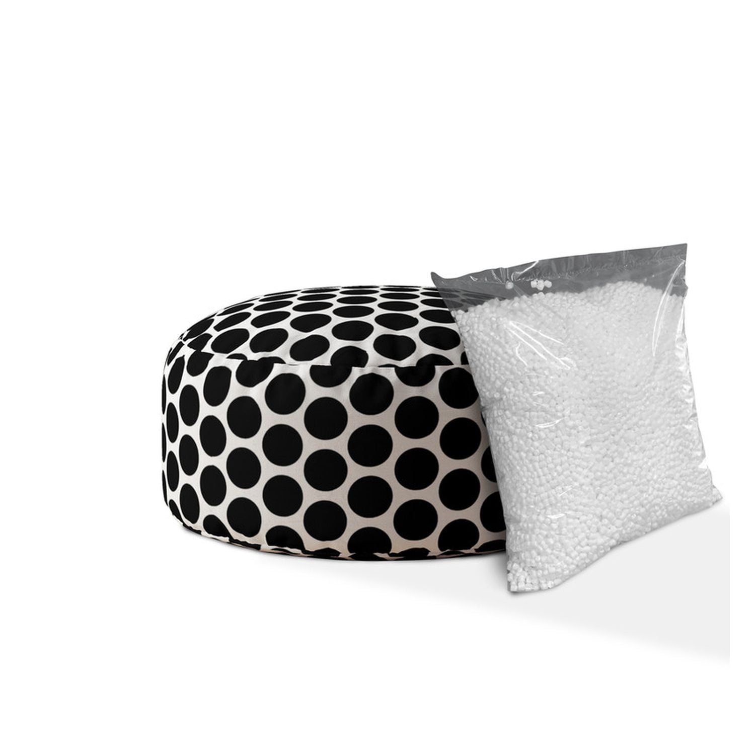 HomeRoots 518244 20 x 24 x 24 in. Black & White Cotton Round Polka