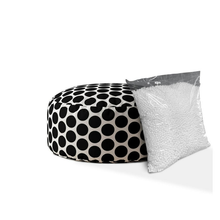 HomeRoots 518244 20 x 24 x 24 in. Black & White Cotton Round Polka