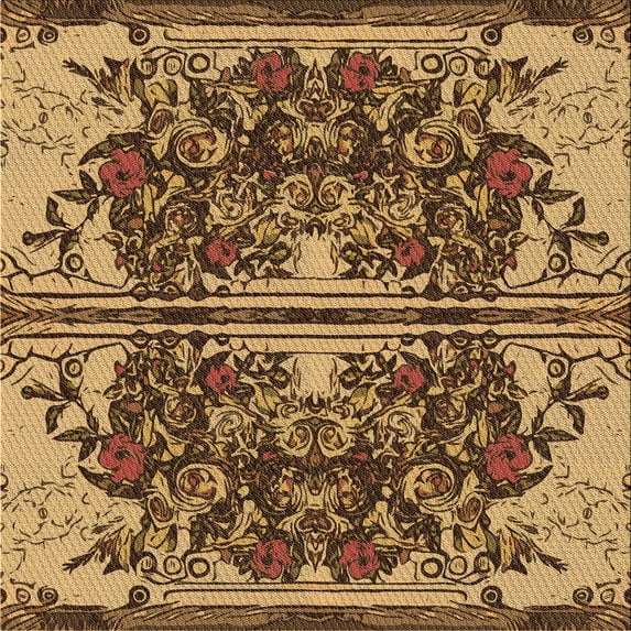 Ahgly Company Indoor Square Patterned Blood Red Brown Area Rugs, 5' Square