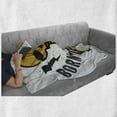 thumbnail image 5 of Rock and Roll Soft Flannel Fleece Throw Blanket, Born to Be Wild Calligraphy Skull Shaped Guitar, Cozy Plush for Indoor and Outdoor Use, 60" x 80", Earth Yellow Grey, by Ambesonne, 5 of 5