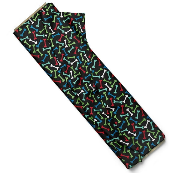 Mainstays 44" Width Cotton Flannel Multi Bones Black Fabric 8 Yard Bolt