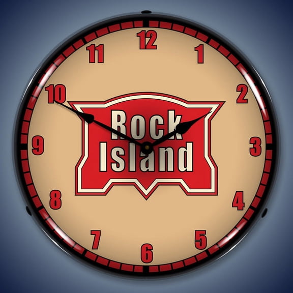 Rock Island Railroad Wall Clock, Lighted