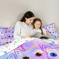 thumbnail image 4 of Manfei Neon Cat Twin Bedding Sets 7pcs,Colorful Clouds Bedding Comforter Set 7pcs,Chic Kitten Sheet Sets,Ultra Soft Bedroom Decorative Reversible, 4 of 7