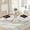 Round Table + Black Chairs, variant on 36" Round Dining Table Set for 4, Silver Stainless Steel Cross Legs, 4 Rattan Velvet Upholstered Chairs, Modern Kitchen for Breakfast Nook