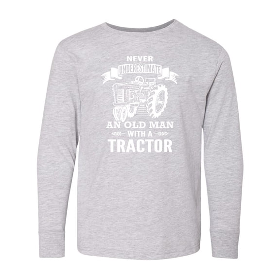 Inktastic Old Man Tractor Long Sleeve Youth T-Shirt