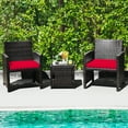 thumbnail image 1 of Costway Ensemble de Meubles de Terrasse en Osier 3 Pcs Table de Rangement avec Housse de Protection Rouge, 1 of 10