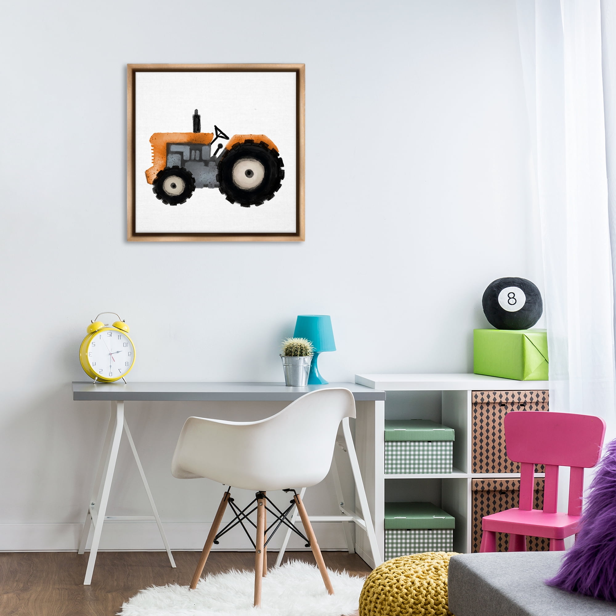 Stupell Industries Farm Tractor Vehicle Transportation Painting Brown Floater Framed Canvas Art Print Wall Art, 25 x 25