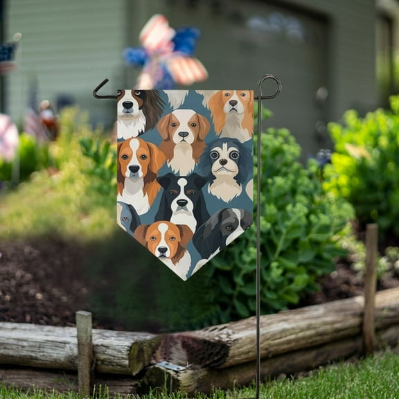 Dogs Heads Garden Flag 18" x 12.5" Double Sided Yard Lawn Outdoor Decor Small Yard Flags