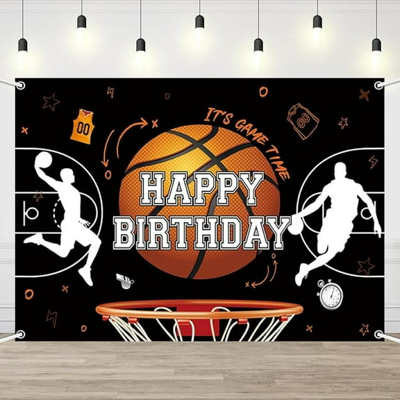 Basketball Themed Birthday Backdrop It's Game Time Basketball Party Decorations Boys Happy Birthday Party Banner Sports Theme Party Supplies 6x3.6ft