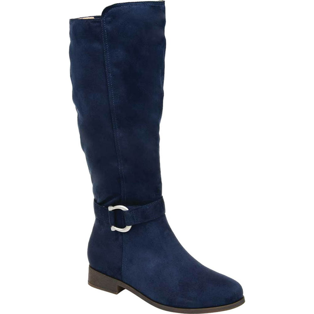 Women's Journee Collection Cate Wide Calf Knee High Boot Navy Faux Suede 6 M - Walmart.com