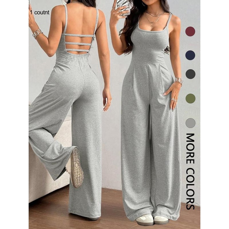 Scoop Women's Ultimate ScubaKnit Racerback Wide Leg Jumpsuit