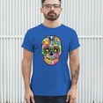 thumbnail image 3 of Tee Hunt Dean Russo Sugar Skull T-Shirt Day of The Dead Neon Calaver Men's Tee, Blue, 5X-Large, 3 of 5