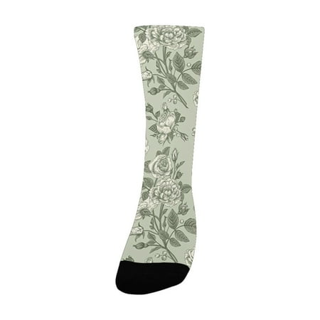 

Grey Decor Bamboo Tree Leaves Sketchy Zen Based Spiritual Reflective Japanese Nature Graphic Art Bla Women s Custom Socks (Made In USA)