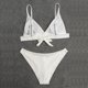 thumbnail image 3 of Mujeres acolchado cuello redondo 2 piezas Push Up traje de baño revelador Tanga Bikinis V estilo inferior sujetador inferior brasileño Setsm Feliz Sencillez, 3 of 5