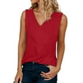 thumbnail image 1 of Gpoecd Camisoles à Col en V pour Femmes, Mode, Sans Manches, avec Encolure Unique, Camisole Décontractée Unie pour Usage Quotidien et Superposition, Camisoles pour Femmes Rouge, G, 1 of 5