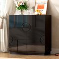 thumbnail image 4 of Sideboard Buffet Cabinet with Storage, Modern Accent Cabinet with Doors and Adjustable Shelve, 33 Wood Coffee Bar Cabinet for Kitchen, Entryway, Living Room, High Gloss Black, 4 of 7