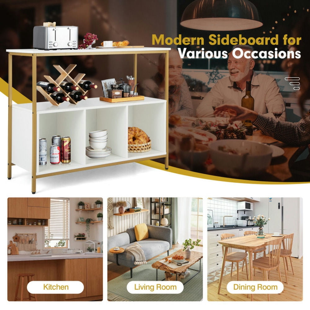 Finihen Kitchen Storage Cabinet, Buffet Sideboard, Modern Kitchen Buffet Sideboard with 3 Compartments, for Dining Room, Kitchen, Living Room, White Finihen Kitchen Storage Cabinet, Buffet Sideboard, Modern Kitchen Buffet Sideboard with 3 Compartments, for Dining Room, Kitchen, Living Room, White
