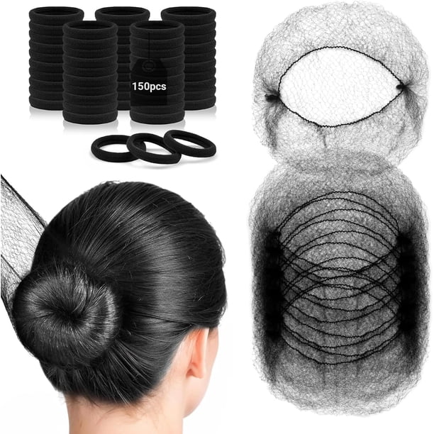 100pzs Red para Cabello y 50 Pcs Ligas para Cabello, JDF3CISH Cofias Desechables, Red de Pelo Tejida de, Gorro Desechable Tipo para Bailarinas de Ballet, Redecillas de Cocina, Danza, Actor