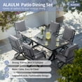thumbnail image 2 of ALAULM 7PCS Patio Dining Set,Outdoor Metal Patio Furniture Set w/6 Swivel Rocking Chairs & Large Metal Table w/Umbrella Cutout for Garden,Backyard,Grey, 2 of 8