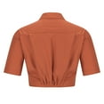 thumbnail image 4 of Mittory Women's Casual Short Sleeve Collar Twist Front Button Down Blouse Crop Top, 4 of 7