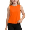 thumbnail image 2 of Fengqque Girls Tank Tops Kids Summer Quick-Dry Crewneck Sleeveless Shirts Running Gym Yoga Workout Athletic Tops Orange 5-6Years, 2 of 9