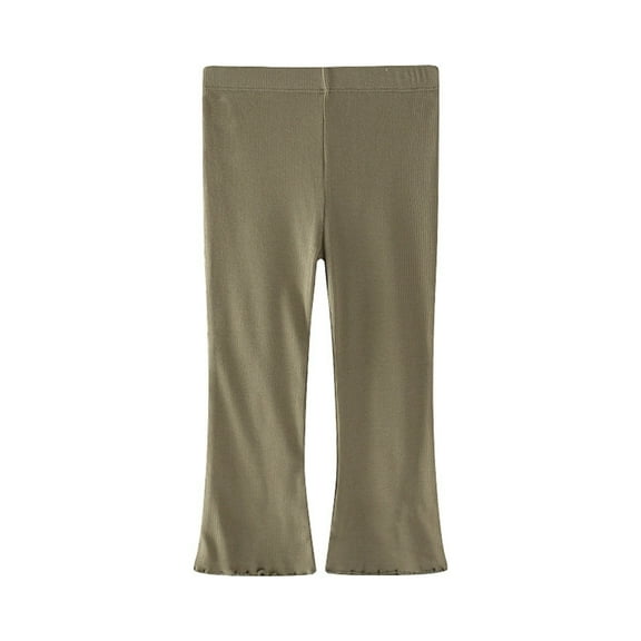 ZACPNCV Girls Flare Leggings Casual Bootcut Pants Butterfly Pattern Kids Bell Bottoms Yoga Dance Trousers Olive Green 4-5 Years