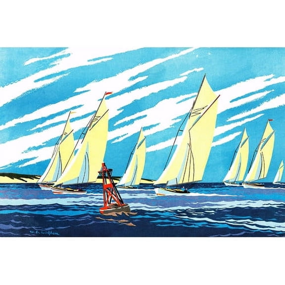 "Yellow Sailboats" Painting Print on Wrapped Canvas