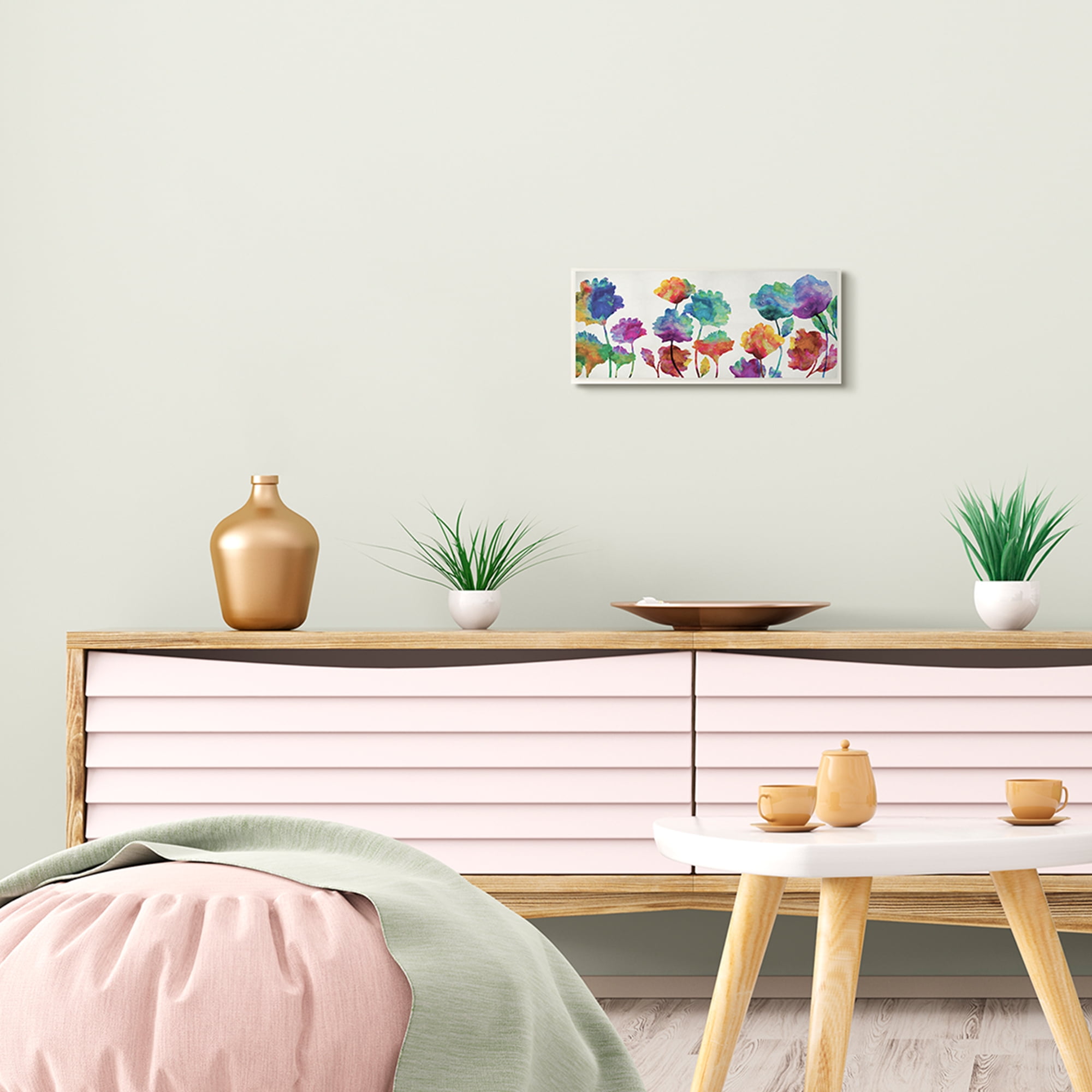 Stupell Industries Floral Abstraction Rainbow Pop Patterned Flowers,7 x 17,Designed by Vanessa Austin
