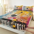 thumbnail image 3 of Manfei Musical Note Child Queen Sheet Sets, Watercolor Graffiti Art Flat Sheet, Pop Country Music Queen Fitted Sheet, Lightweight Room Decor, 4-Piece, 3 of 7