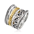 thumbnail image 3 of Ross-Simons Sterling Silver and 18kt Gold Over Sterling Jewelry Set: 6 Textured Rings, Women's, Adult, 3 of 8