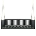 thumbnail image 2 of Patio Minimalist Twin Size Swing Bed, Wood Porch Swing Daybed with Hemp Ropes, Safe Sloped Design, Patio Hanging Swing Sofa Bed for Backyard, Garden, Pool, Black, 2 of 9