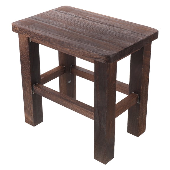 HOOWIFFY Vintage Wooden Foot Stool for Living Room with Sturdy Legs and Rustic Wood , Comfortable and