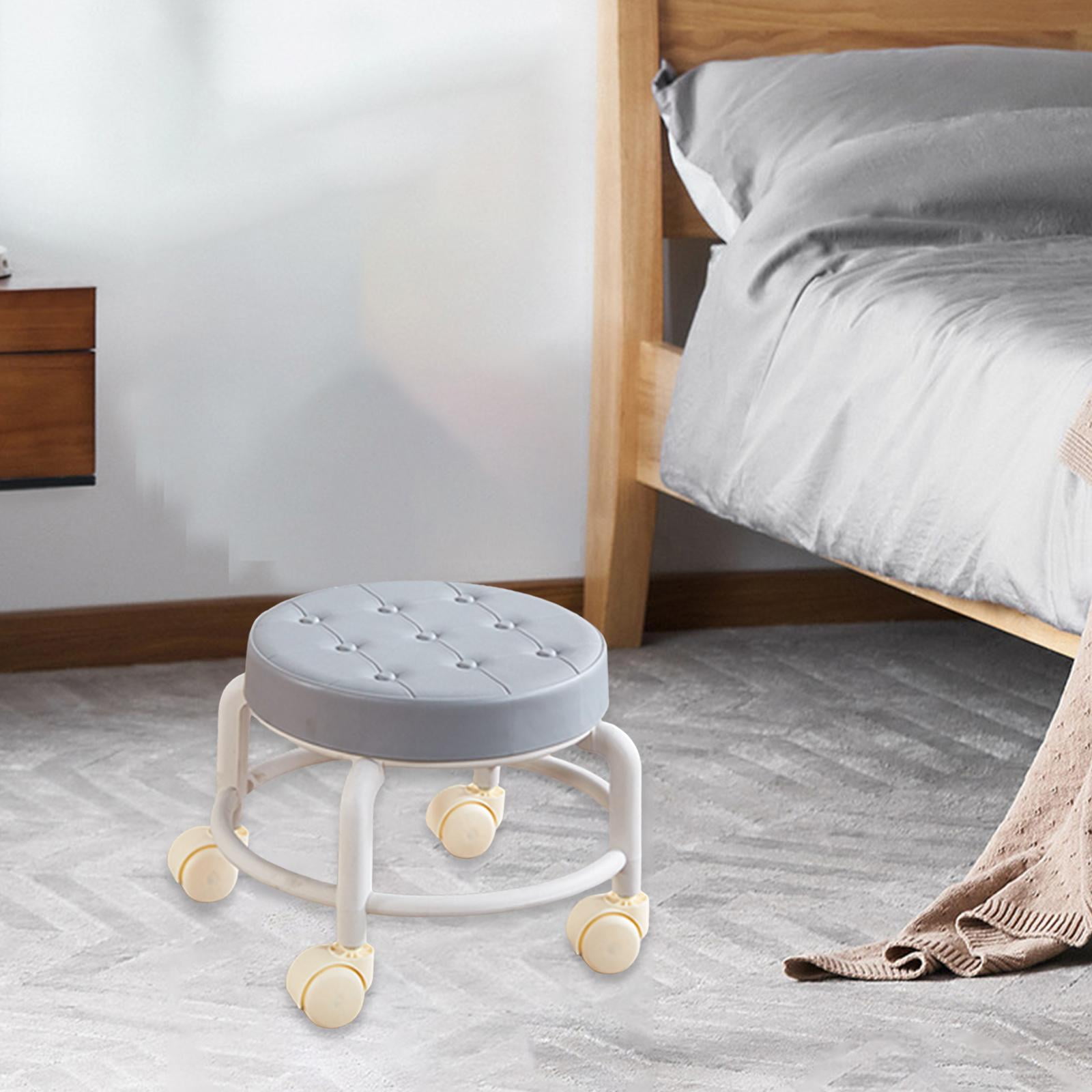 Tabouret Roulant Réglable Avec Dossier, Siège Pivotant Avec Appui Pieds Ajustable Fauteuil De Salon En Simili Cuir Noir 96056139