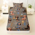 thumbnail image 3 of Homewish Funny Dachshund Dog Twin Sheets,Pretty Flowers Bedding,Brown,3 Pieces,1 Fitted Sheet and 1 Pillowcase, 3 of 6