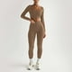 thumbnail image 3 of Conjunto de yoga de 2 piezas para mujer: top de manga larga con cuello cuadrado de color liso y pantalones deportivos, ropa deportiva ajustada, 3 of 7