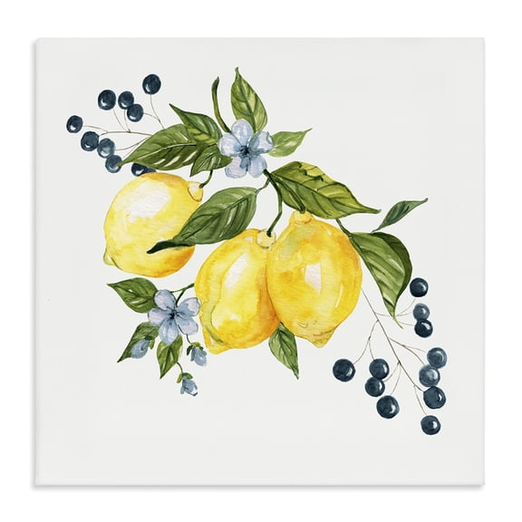 Stupell Industries Rustic Lodge Lemons with Blossoms & Berries Canvas Art, 17 x 17, by Livi Finn