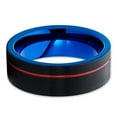 thumbnail image 3 of Silly Kings 8mm Black Tungsten Ring - Blue Tungsten - Red Tungsten Ring - Brush (9.5), 3 of 3