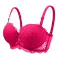 thumbnail image 2 of Gymayou Women Half Cup Floral Lace Push Up Bra Underwire Support Adjustable Straps Underarm Smoothing Bras Wine 90, 2 of 4