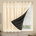 thumbnail image 7 of Double Layer Blackout Curtains Thermal Insulated Room Darkening Drapes No Drill Window Covering Bedroom Living Room Bay Window Sliding Door Privacy Home Decor Vintage Lace Overlay Curtain Panel, 7 of 7