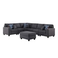 thumbnail image 3 of Leo Dark Gray Linen 7Pc Modular L-Shape Sectional Sofa Chaise and Ottoman, 3 of 7