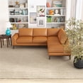 thumbnail image 6 of Allestar Living Room L-Shaped Tufted Leather Tan Right-Facing Sectional Sofa, 6 of 7