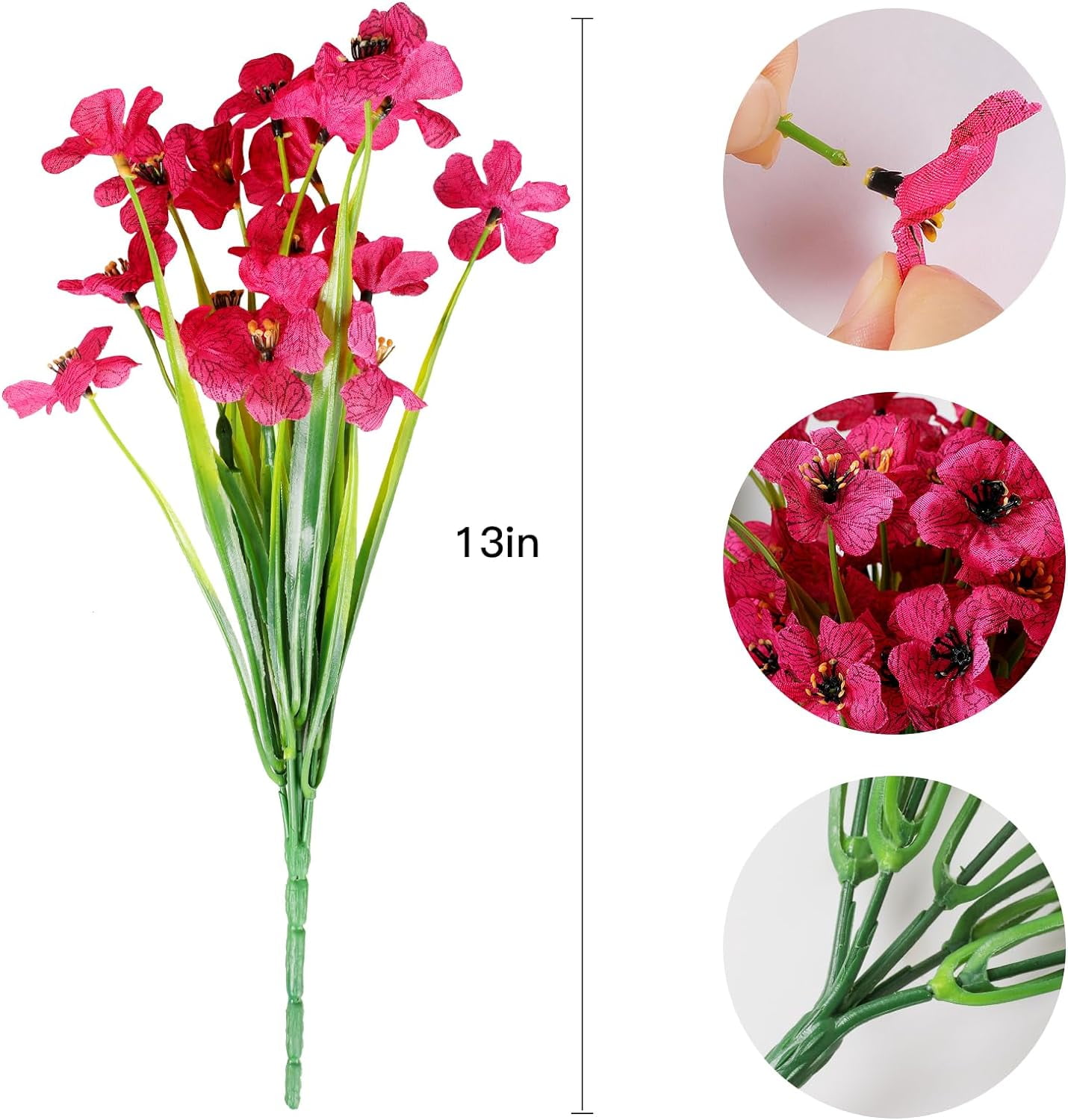 20 Bundles Artificial Flowers Outdoor UV Resistant Faux Flowers No Fade Fake Plastic Plants Garden Porch Window Box Decorating (Pure White)