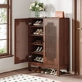thumbnail image 5 of Finmind 6-Tier Shoe Cabinet with Doors, Wooden Shoe Storage Organizer with Adjustable Shelves for Entryway, Bedroom, Closet, Living Room, Walnut, 5 of 9