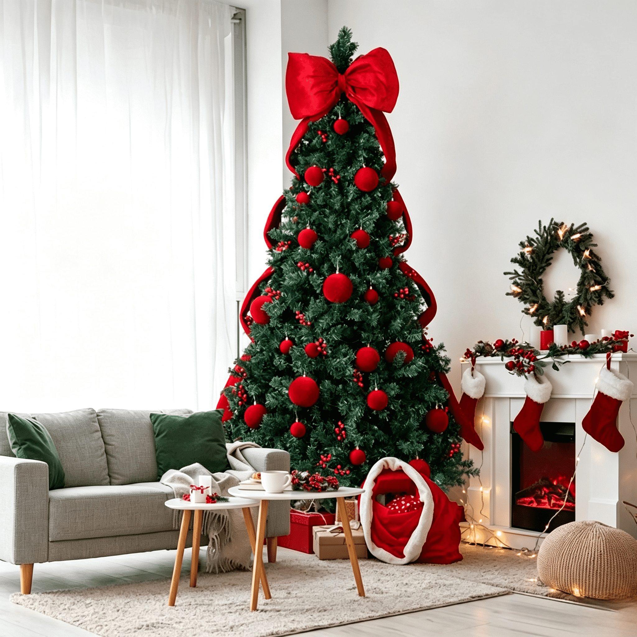 7.5FT Christmas Tree, Dark Green PVC with 1600 Branch Tips, 300 Warm White LED Lights, Easy Setup with Reinforced Metal Stand