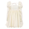 thumbnail image 1 of Mnealways18, vestido de fiesta de mujer con mangas abullonadas, vestido de noche elegante con cuello cuadrado, vestido corto de satén Beige plisado, 1 of 2