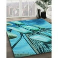 thumbnail image 3 of Ahgly Company Machine Washable Indoor Rectangle Transitional Dark Cyan Green Area Rugs, 8' x 12', 3 of 7
