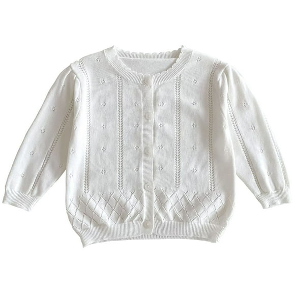 Jgppe Baby Girl Thin Sweater Solid Color Button down Cardigans Long Sleeve Knit Sweater 1-8 Years